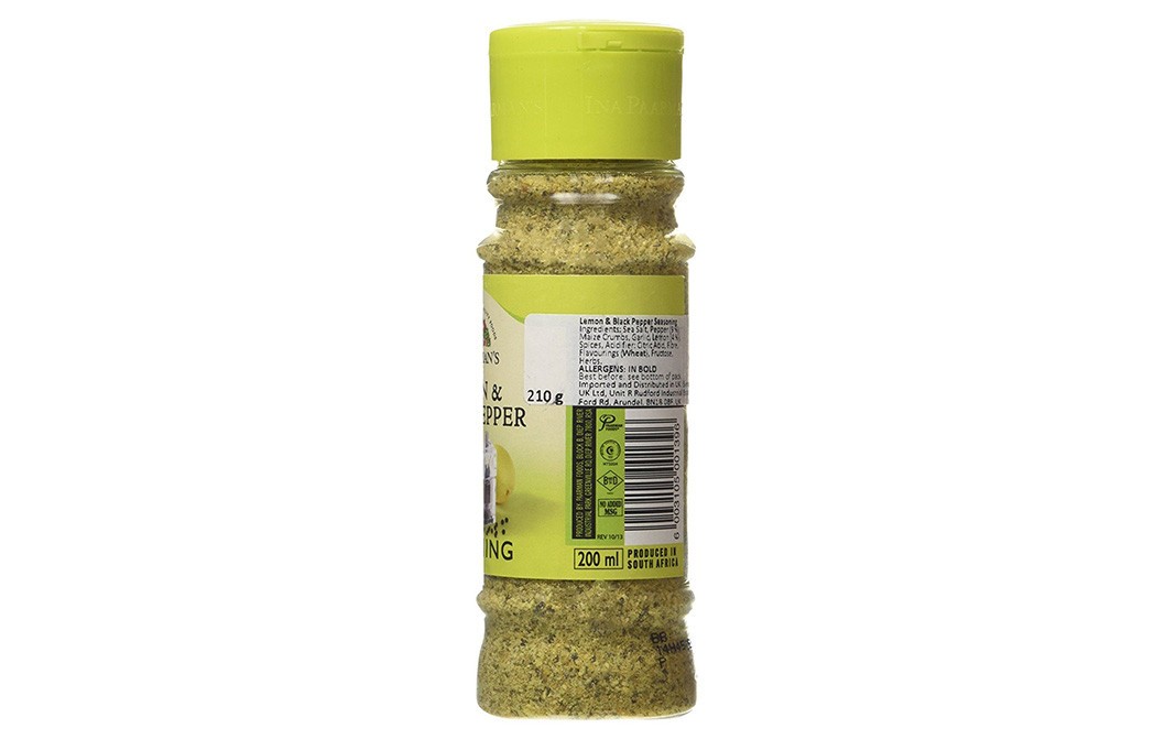 Ina Paarman's Lemon & Black Pepper Seasoning   Plastic Bottle  200 millilitre